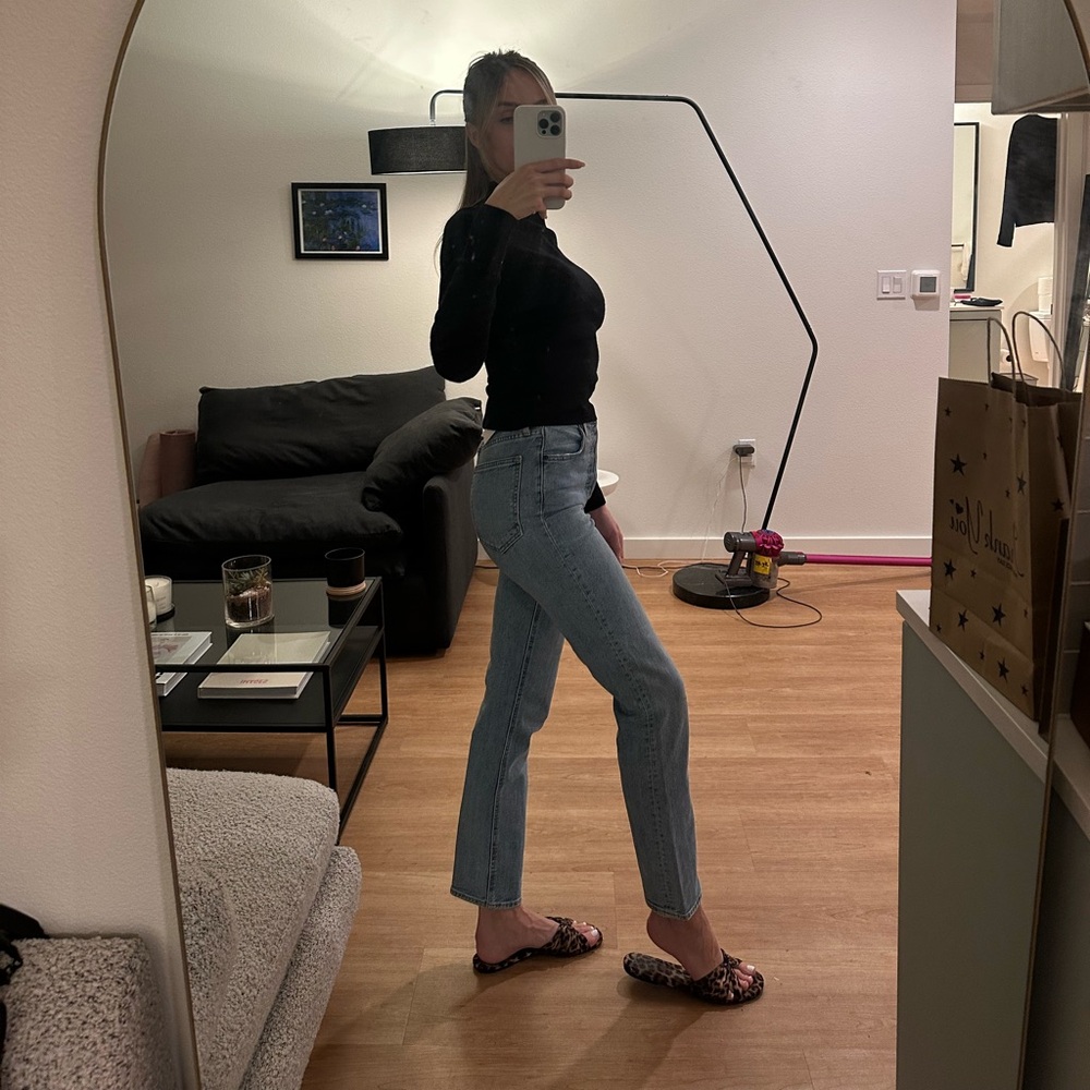Denim Forum Light Blue Straight Leg Jeans